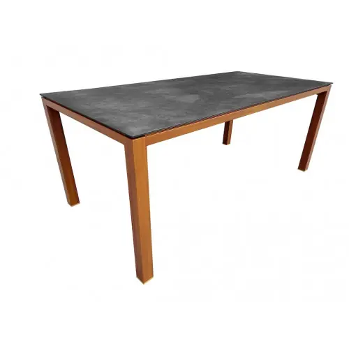 Table fixe - CHANEO - Aluminium époxy chêne Heat - Plateau plein céramique graphite 6 mm - 180 x 90 cm - PROLOISIRS Offre Exclusive