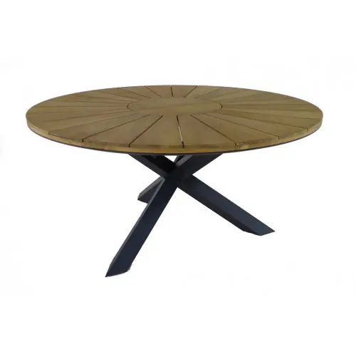 Offre Du Jour Table fixe – FERRONE – Aluminium graphite – Teck FSC 100% – Ø150 cm – PROLOISIRS