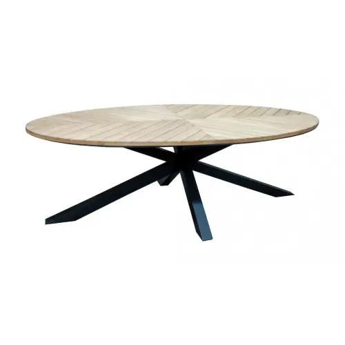 Nouvelle Collection Table fixe - FERRONE - Aluminium graphite - Teck FSC 100% - 240 x 120 cm - PROLOISIRS