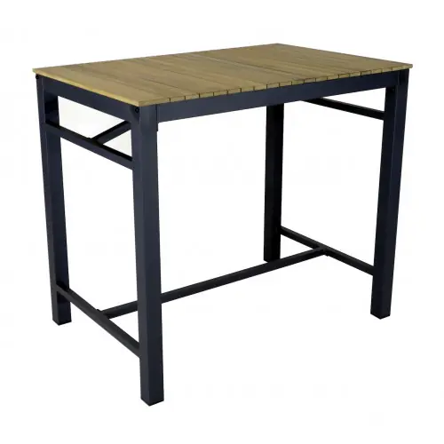 Offre Spéciale Table haute de jardin en aluminium et acacia FSC - ORLANDO 120 x 80 x 106 - Coloris graphite et acacia - PROLOISIRS