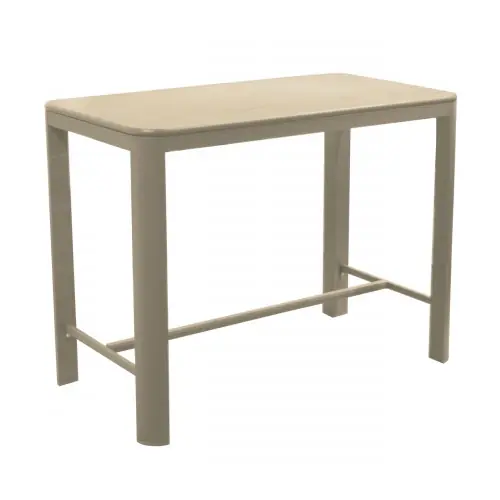 Vente Flash Table haute en aluminium – EOS 140 x 74 – Plateau à lattes – Hauteur 105 cm – Coloris crème – PROLOISIRS