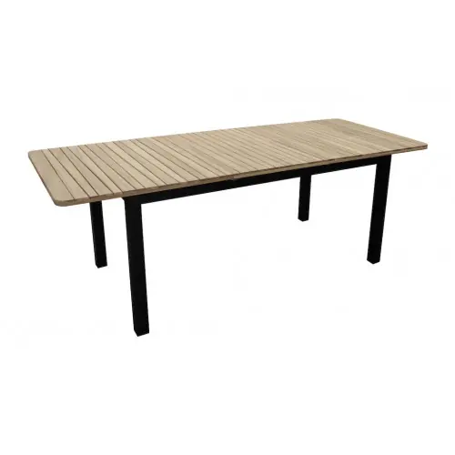 Table rectangulaire extensible - BALITO - Acacia FSC 100% - Allonge papillon - 160/220 x 90 cm - Aluminium graphite - PROLOISIRS Achetez Aujourd'hui