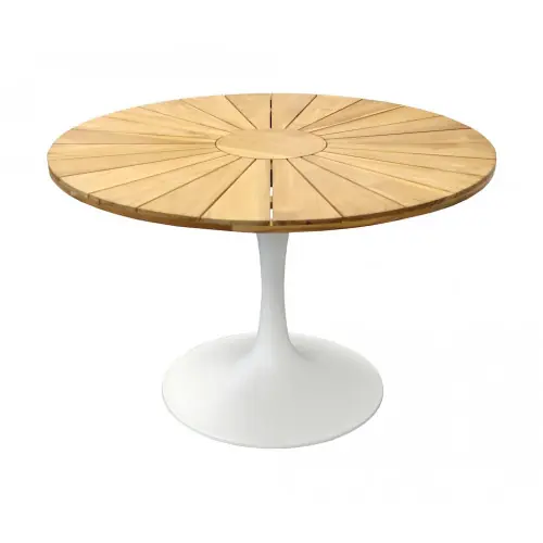 Table ronde SOLEIL Ø120 cm - Blanc Teck - PROLOISIRS Promotion Saisonnière