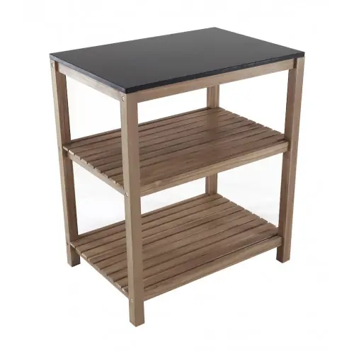 Étagère – FIDJI – Acacia FSC 100% – Plaque granit – Noir – PROLOISIRS Promotion