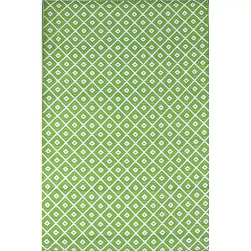 Expédié Aujourd'hui Tapis extérieur polypropylène recyclé 120 x 180 cm - Blanc / Vert - PROLOISIRS