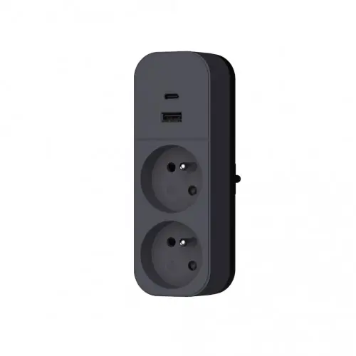 Offre Spéciale Biplite 2P+T 16A + 2USB, Bi-ton noir/Anthracite – Quarx