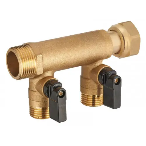 Collecteur à écrou libre M/F 20x27, 2 départs + vannes M15x21 - QUICK PLOMBERIE Dernière Chance