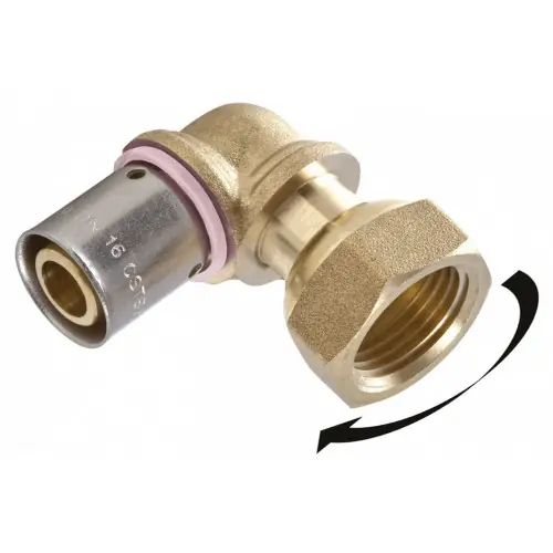 Produit De Marque Raccord coudé avec écrou libre à sertir laiton F 15 x 21 pour tube en per - QUICK PLOMBERIE