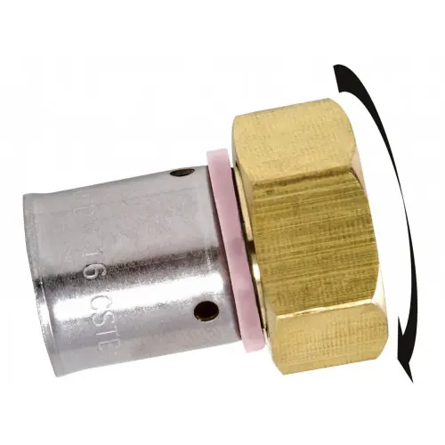 Nouveauté Raccord droit avec écrou libre à sertir laiton F 15 x 21 pour tube en per - QUICK PLOMBERIE