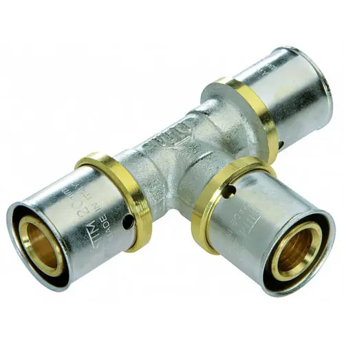 Offre Exclusive Raccord Té égal à sertir laiton D.16 pour tube en multicouche - QUICK PLOMBERIE