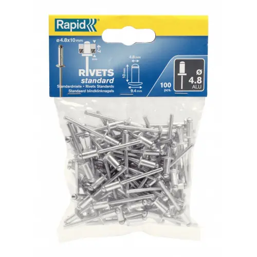 Lot de 100 rivets aluminium Diam.4.8 x H.10 mm RAPID – RAPID Acheter En Ligne