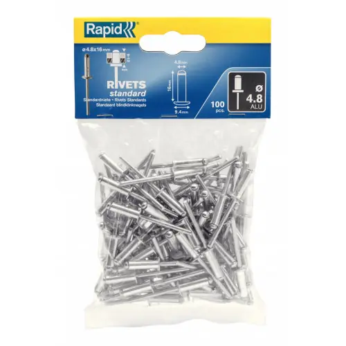 Lot de 100 rivets aluminium Diam.4.8 x H.16 mm RAPID – RAPID Pas Cher