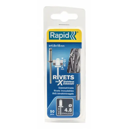 Nouvelle Collection Lot de 50 rivets inox Diam.4.8 x H.18 mm RAPID - RAPID