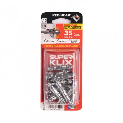 10 chevilles et vis à expansion RED HEAD, Diam.8 x L.35 mm – Red head Meilleur Choix