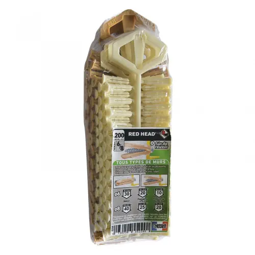 Bon Plan assortiment de 200 chevilles à expansion grapex RED HEAD, Diam.6 x L.25 mm - Red head