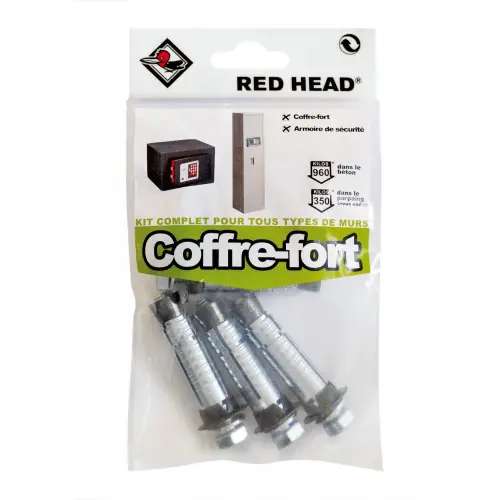 kit chevilles à expansion coffre fort RED HEAD, Diam.14 x L.55 mm - Red head Prix Réduit