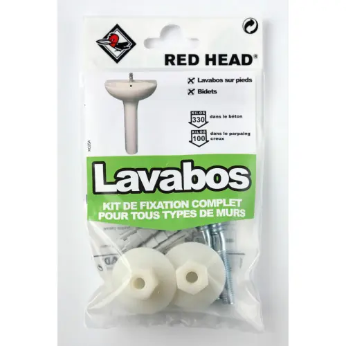 Nouvel Arrivage kit chevilles à expansion lavabo RED HEAD, Diam.10 x L.30 mm - Red head