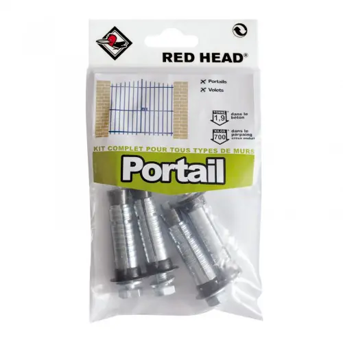 kit chevilles à expansion portail RED HEAD, Diam.14 x L.55 mm - Red head Authentique