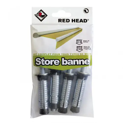 kit chevilles à expansion store de terrasse RED HEAD, Diam.16 x L.65 mm - Red head Quantité Limitée