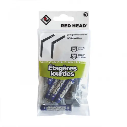 kit chevilles à verrouillage de forme etagère lourde RED HEAD, Diam.8 x L.50 mm - Red head Prix Cassé