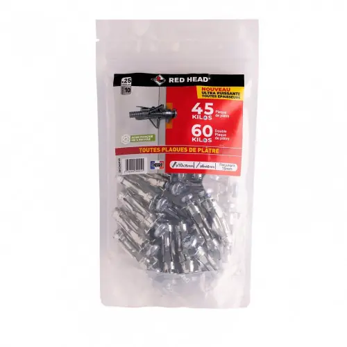 Offre Exclusive Lot de 25 chevilles Diam.10 x L.35 mm et vis a expansion RED HEAD, Diam.6 x L.40 mm - Red head