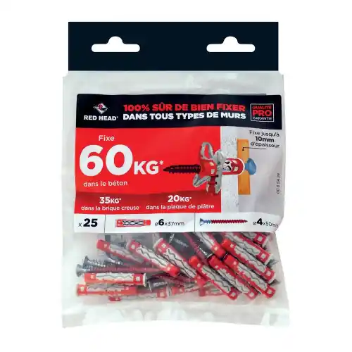 Lot de 25 mx gamme couleur RED HEAD, 6 x L.37 mm - Red head Achat Immédiat