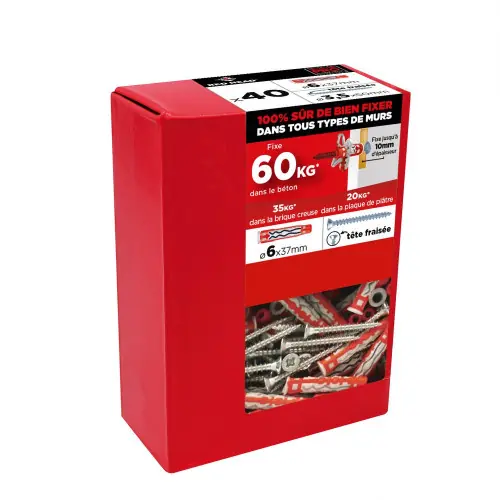 Lot de 40 chevilles pour tout type de mur RED HEAD, 6 x L.37 mm - Red head Super Prix