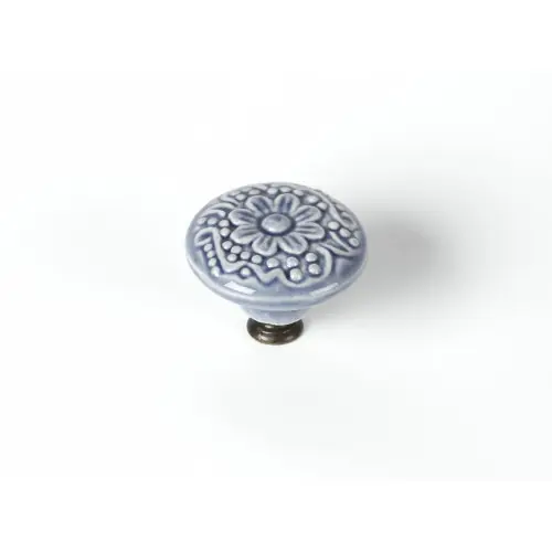 Bouton de meuble Rond porcelaine brillant bleu H.27 x l.44 x P.44 mm – REI Offre Exclusive