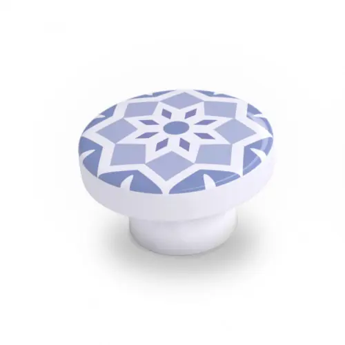 Lot de 4 boutons de meuble Carreau de ciment bleu bois H.22 x l.39 x P.39 mm – REI Offre Spéciale