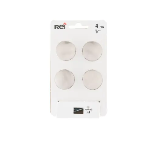 Lot de 4 boutons de meuble Rond zamak brossé H.27 x l.33 x P.33 mm - REI Retour Gratuit