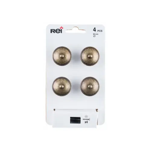 Pas Cher Lot de 4 boutons de meuble Rond zamak laitonné H.22 x l.30 x P.30 mm – REI