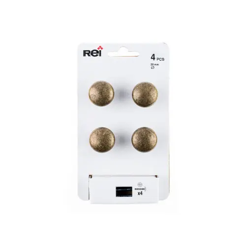Lot de 4 boutons de meuble Rond zamak laitonné H.25 x l.25 x P.25 mm - REI Prix Cassé