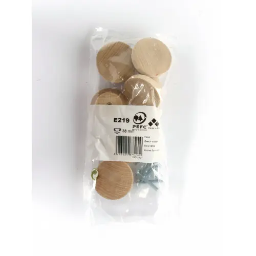 Lot de 6 boutons de meuble Rond bois brut H.22 x l.39 x P.39 mm – REI Expédié Aujourd&rsquo;hui