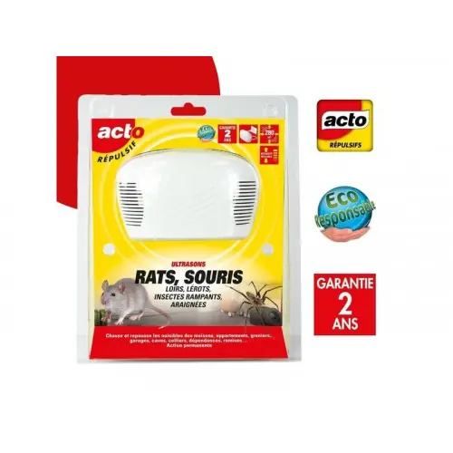 Répulsif ultrasons rats, souris, loirs, lérots et araignées, protége jusqu’à 280 m² - RETRO Promotion Saisonnière