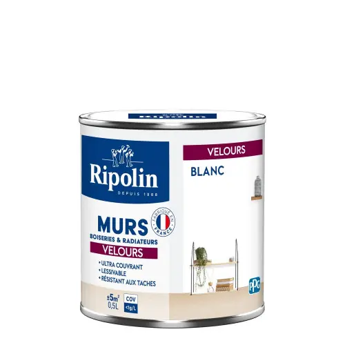 Acheter Direct Peinture blanc mur, boiserie, radiateur RIPOLIN velours 0.5 l – RIPOLIN