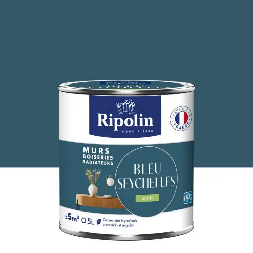 Peinture bleu seychelles mur, boiserie, radiateur RIPOLIN satine 0.5 l - RIPOLIN Remise