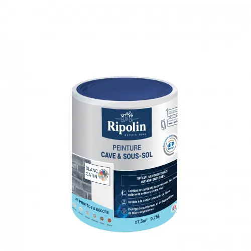 Peinture cave et sol Rip etanch, RIPOLIN blanc 0.75 l - RIPOLIN Populaire