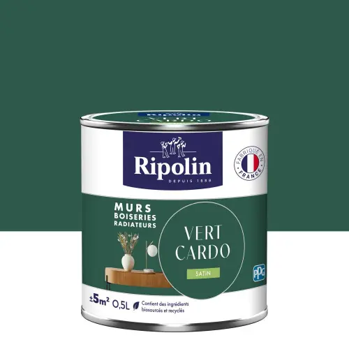 Peinture intérieur mur/boiserie/radiateur satiné, RIPOLIN, vert cardo, 0.5 litre – RIPOLIN Retour Gratuit
