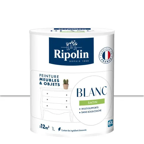 Peinture meuble et objet, RIPOLIN, blanc 1l - RIPOLIN Expédition Rapide