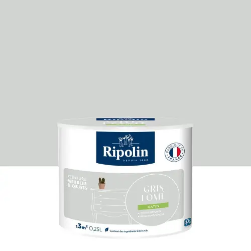 Peinture meuble et objet, RIPOLIN, gris lome 0.25l - RIPOLIN Achat Immédiat