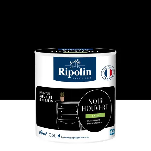 Peinture meuble et objet, RIPOLIN, noir houvert 0.5l - RIPOLIN Authentique