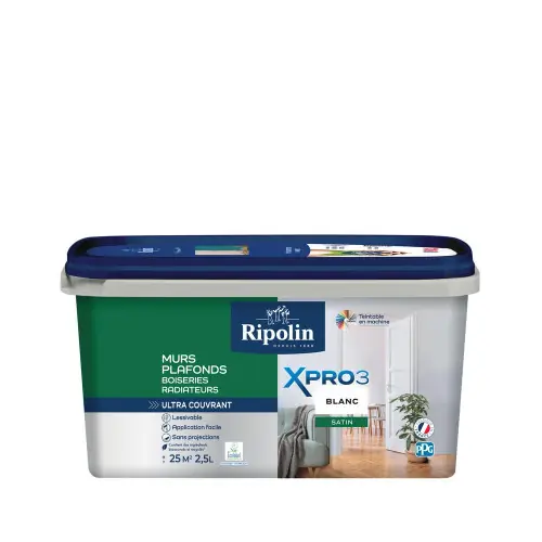 Prix Réduit Peinture mur, plafond, boiserie blanc satin RIPOLIN Xpro3 2.5L - RIPOLIN