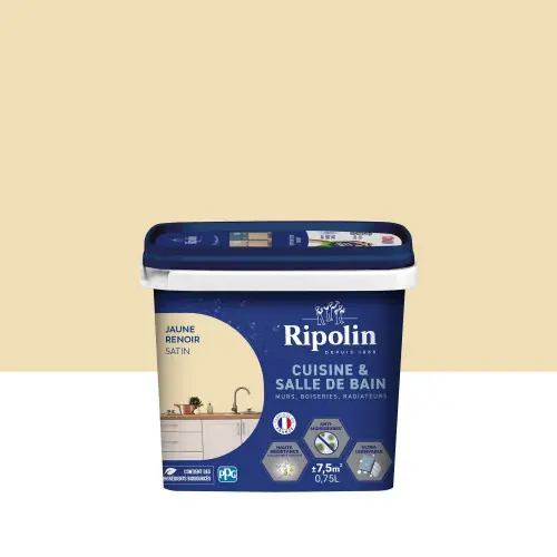 Dernier Modèle Peinture mur, RIPOLIN cuisine et bain, 0.75 litre, jaune renoir satin – RIPOLIN