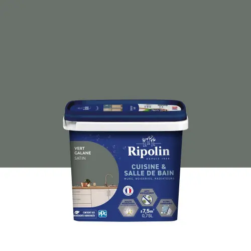 Peinture mur, RIPOLIN cuisine et bain, 0.75 litre, vert galane satin - RIPOLIN Top Vente