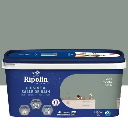 Meilleur Choix Peinture mur, RIPOLIN cuisine et bain, 2 litres, vert nobile satin - RIPOLIN