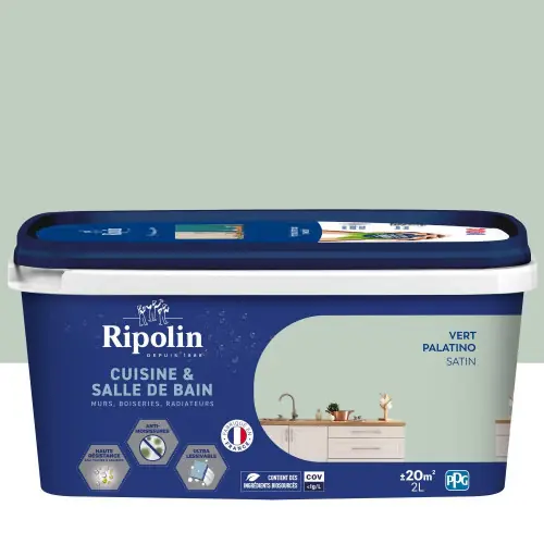 Promotion Peinture mur, RIPOLIN cuisine et bain, 2 litres, vert palatino satin – RIPOLIN
