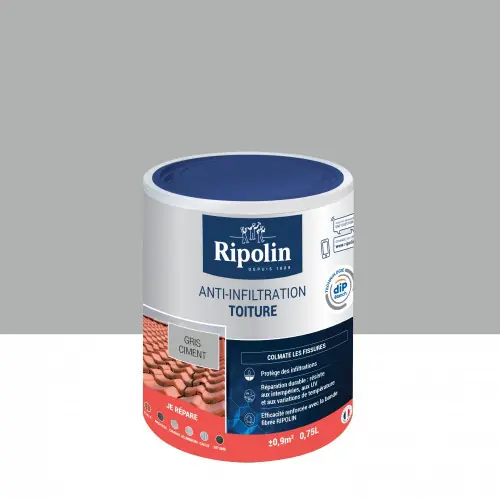 Revêtement d‘étanchéité toiture, RIPOLIN Anti-infiltration gris ciment 0,75 L - RIPOLIN Quantité Limitée