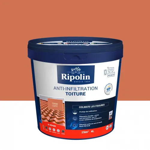 Prix Réduit Revêtement d‘étanchéité toiture, RIPOLIN Anti-infiltration terre cuite 4 L - RIPOLIN