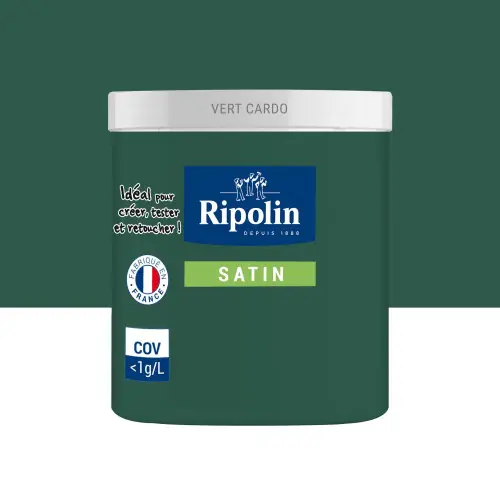 Testeur peinture intérieur mur/boiserie/radiateur satiné, RIPOLIN, vert cardo, 75 ml - RIPOLIN Commander Vite