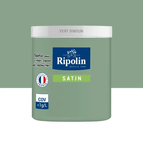 Expédition Rapide Testeur peinture intérieur mur/boiserie/radiateur satiné, RIPOLIN, vert simsun, 75 ml - RIPOLIN